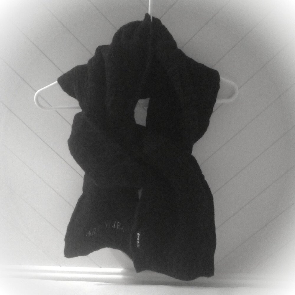 NWOT Armani Jeans Black Wool Blend Scarf